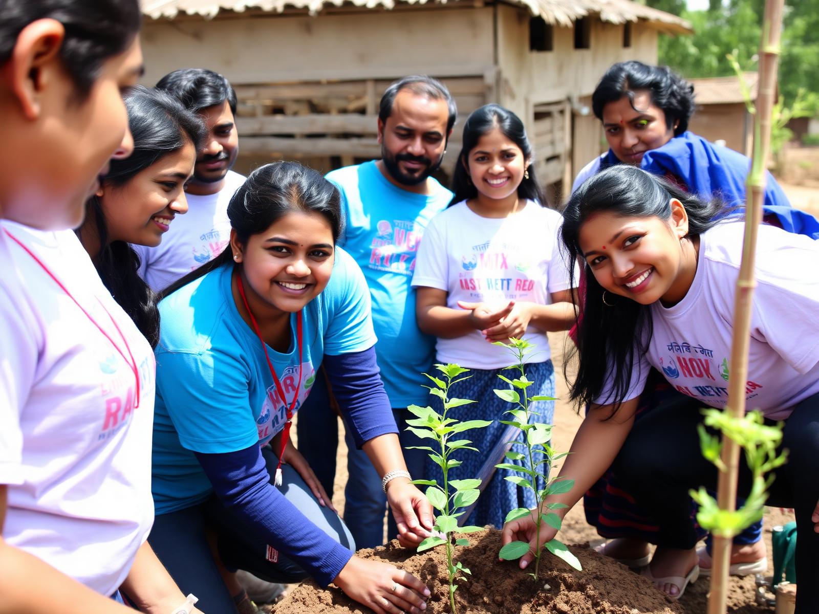 Volunteers working together